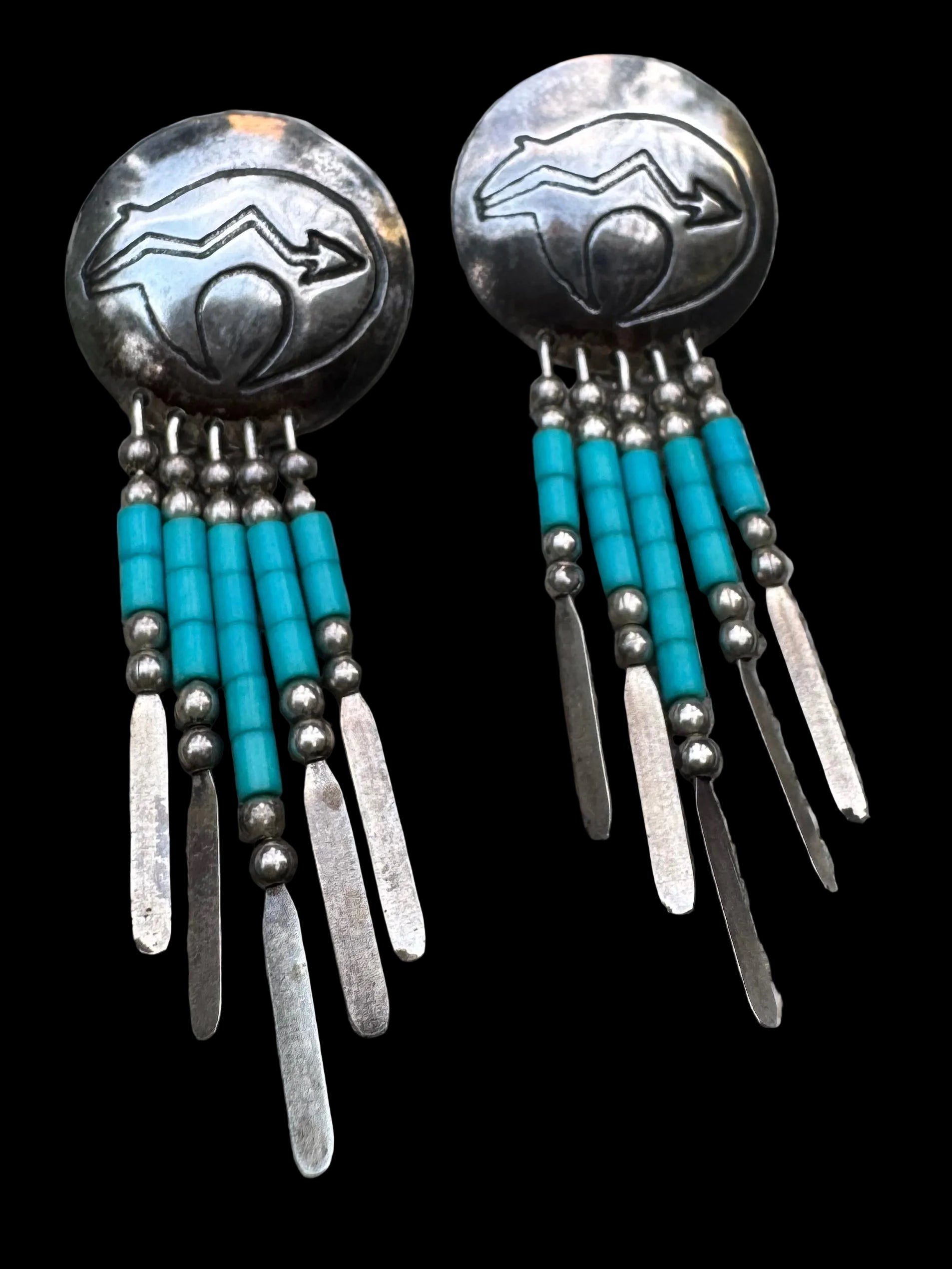 Bear Heart Line Concho and Heishi Earrings