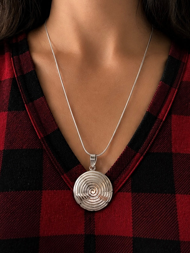 Vintage 950 Silver Spiral Pendant Necklace