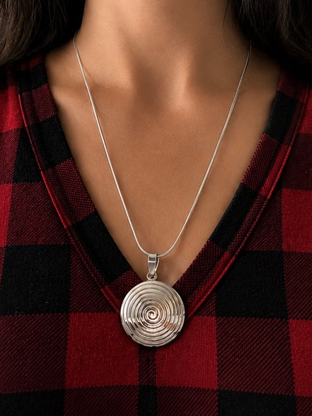 Vintage 950 Silver Spiral Pendant Necklace