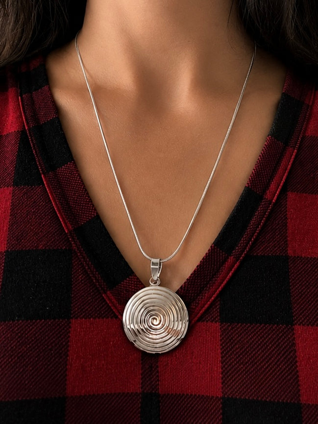Vintage 950 Silver Spiral Pendant Necklace