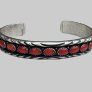 Coral and Sterling Silver Cuff