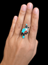 Zuni Style Inlay Shell Stone and Sterling Quail Ring