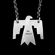 Turquoise and Sterling Thunderbird Necklace created by Rick Enriquez