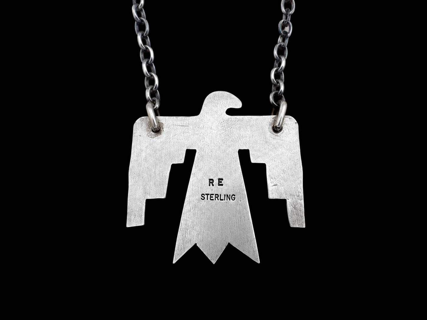 Turquoise and Sterling Thunderbird Necklace created by Rick Enriquez