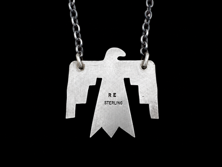 Turquoise and Sterling Thunderbird Necklace created by Rick Enriquez