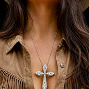 Hand Fabricated Inlay Cross and Necklace