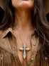 Hand Fabricated Inlay Cross and Necklace