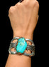 Hand Fabricated Mid-Century Turquoise and Sterling Cuff