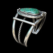 Vintage Southwestern Sterling Silver Turquoise Cuff Bracelet