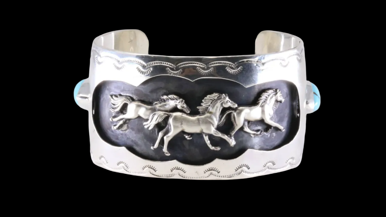 Mustangs in Sterling and Turquoise by Darrell Morgan