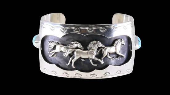 Mustangs in Sterling and Turquoise by Darrell Morgan