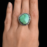 Sterling Silver and Green Turquoise Vintage Ring
