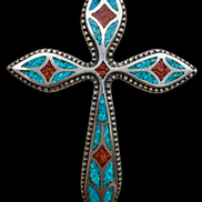 Hand Fabricated Inlay Cross and Necklace