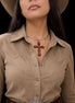 Large Vintage Amber and Sterling Cross with Omega Sterling Chain