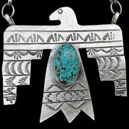 Turquoise and Sterling Thunderbird Necklace created by Rick Enriquez