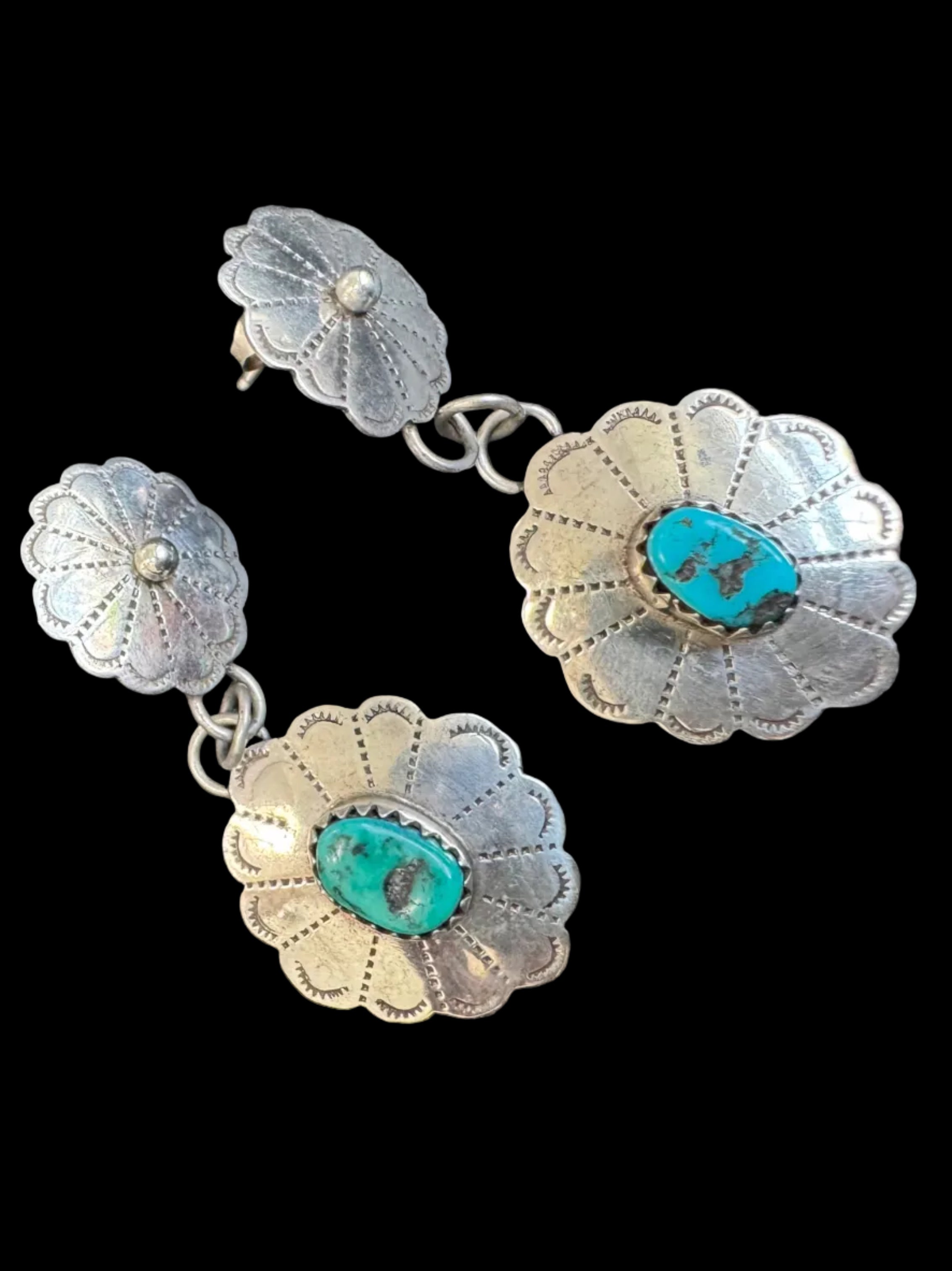 Kingman Mine Turquoise Concho Earrings
