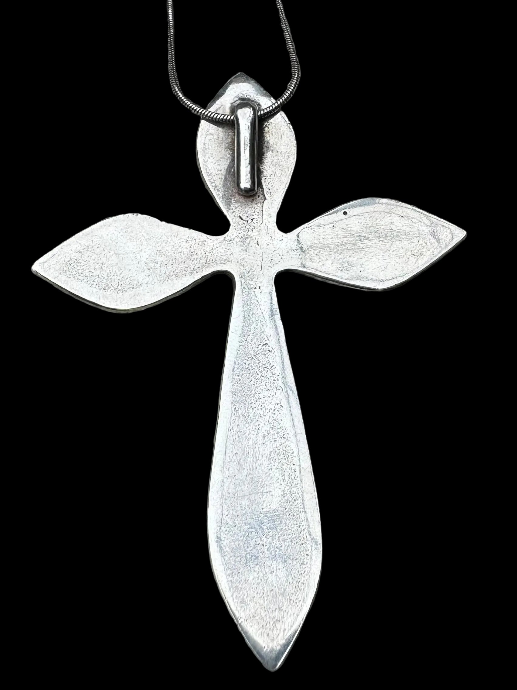 Hand Fabricated Inlay Cross and Necklace