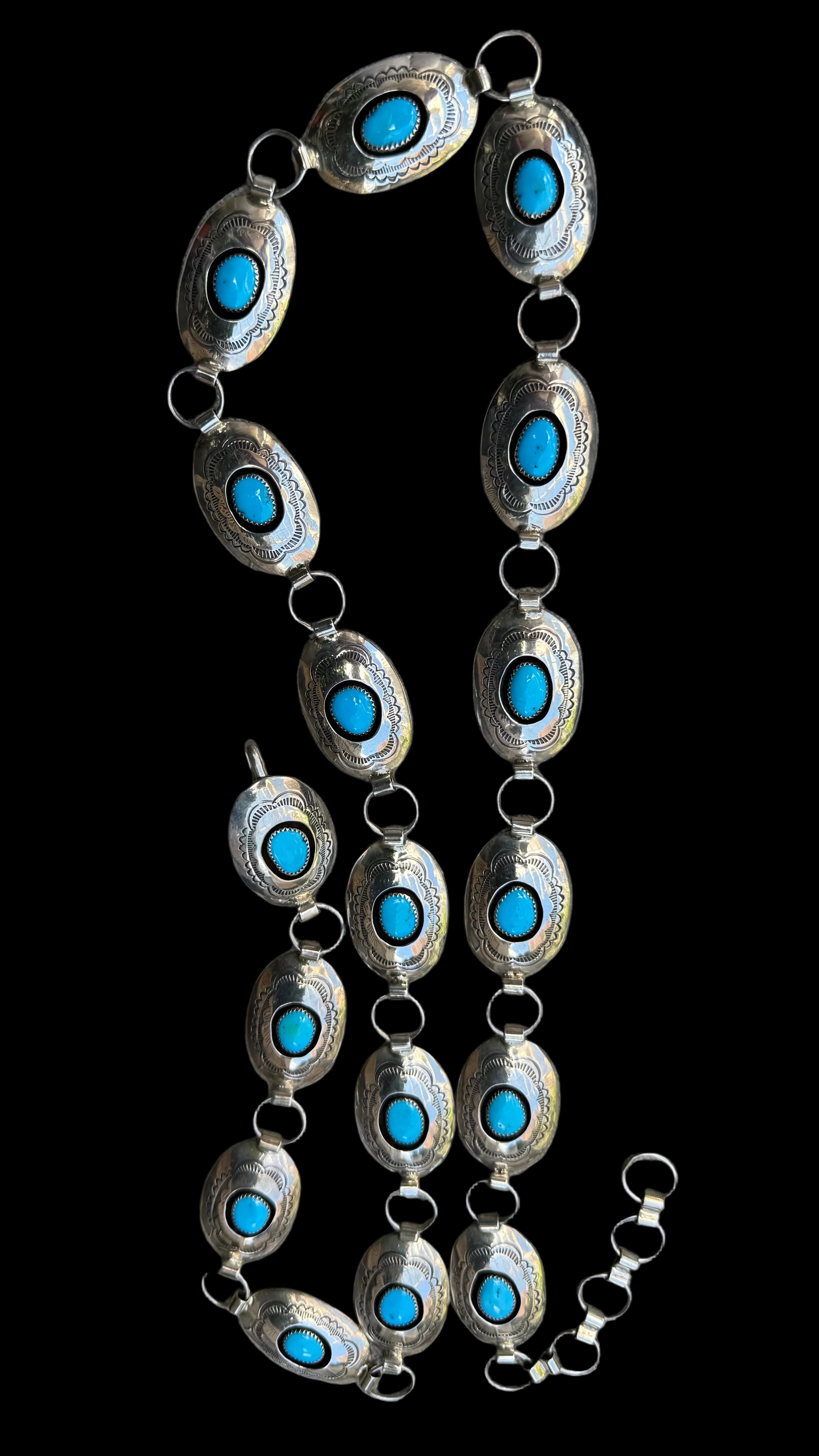 Vintage IHMJ (Indian Hand Made Jewelry) Turquoise Concho Belt