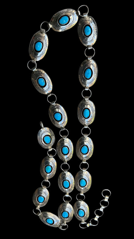 Vintage IHMJ (Indian Hand Made Jewelry) Turquoise Concho Belt