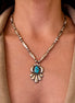 Vintage Southwestern Sterling Silver & Turquoise Handmade Bead and Shield Necklace