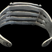 Vintage Navajo Fred Harvey Era Petrified Wood & Quartz Sterling Cuff