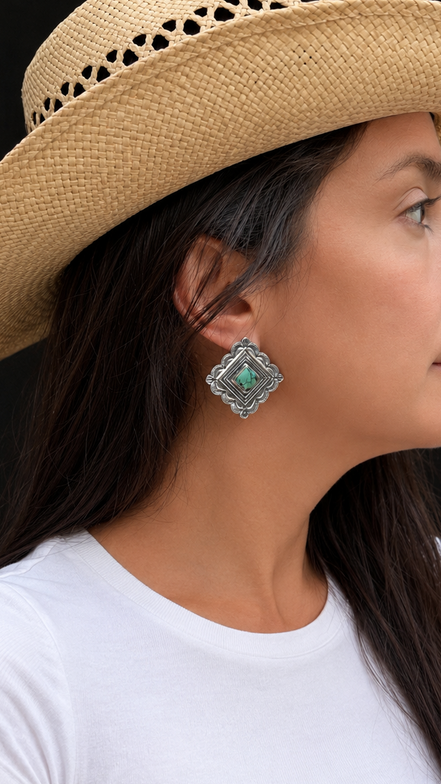 Vintage Sterling Silver & Natural Turquoise Earrings