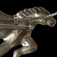 Vintage Taxco Sterling Silver Running Horse Pendant/Brooch with Solid Sterling Woven Collar Necklace
