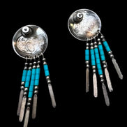 Bear Heart Line Concho and Heishi Earrings