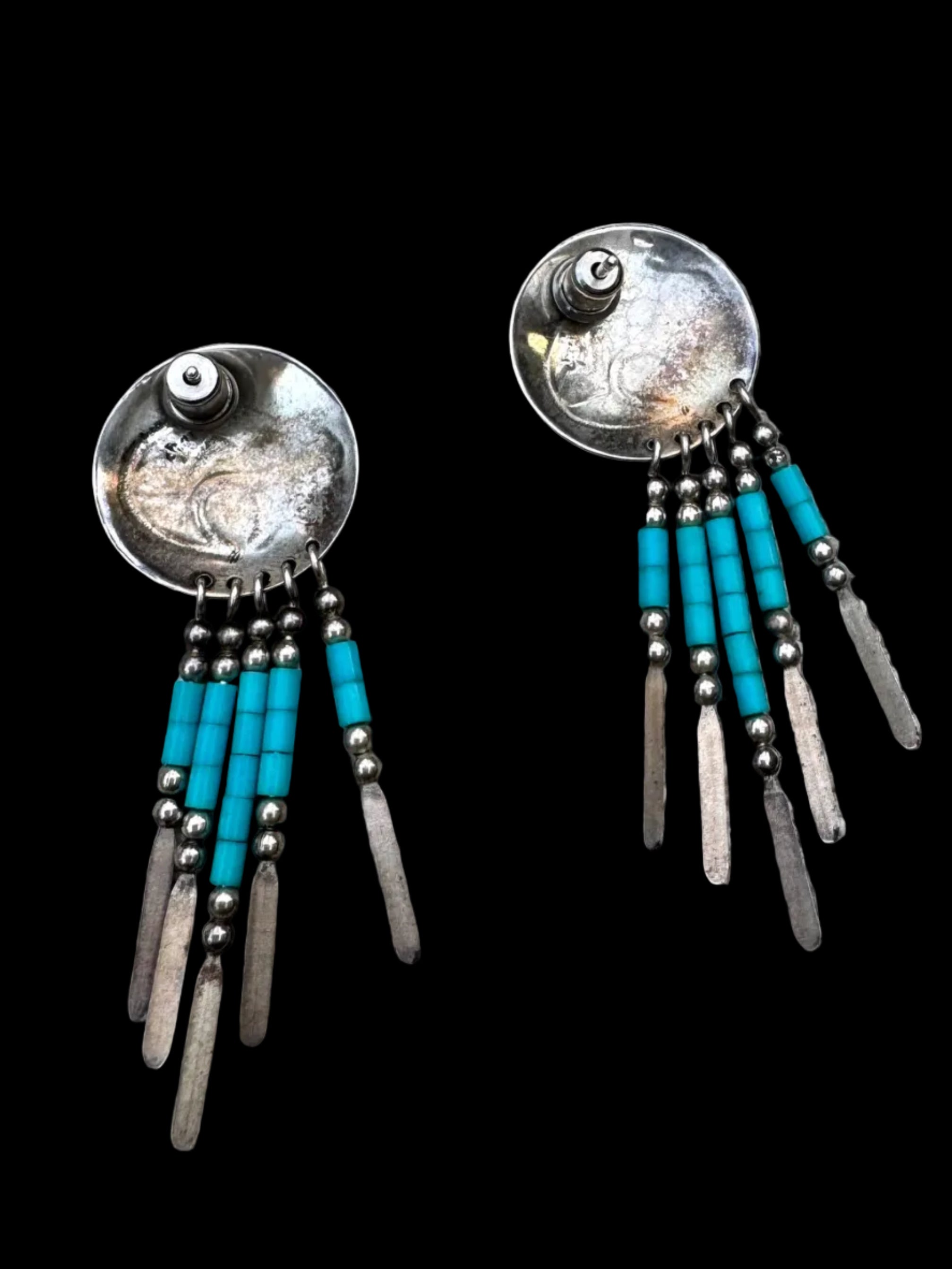Bear Heart Line Concho and Heishi Earrings