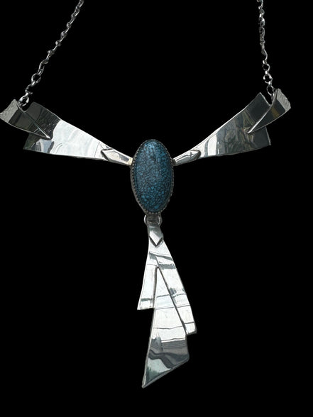 Dense Spiderweb Turquoise Necklace by Mike Begay