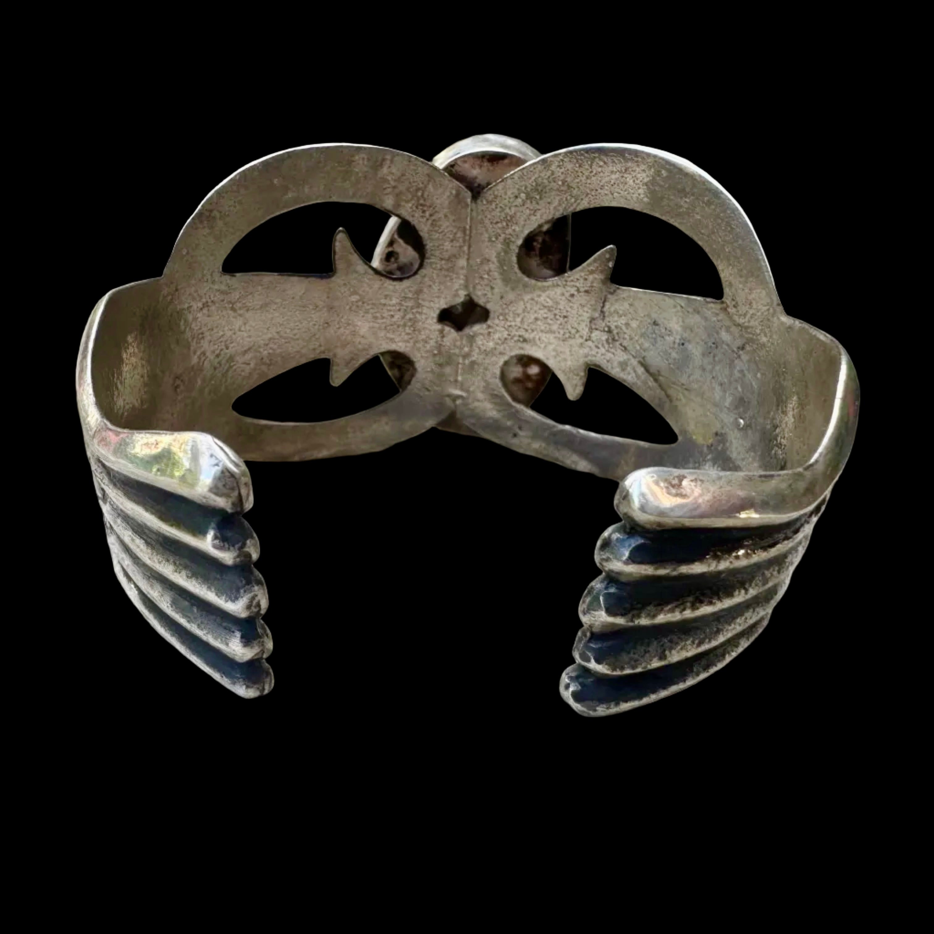 Hand Fabricated Mid-Century Turquoise and Sterling Cuff