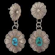 Kingman Mine Turquoise Concho Earrings