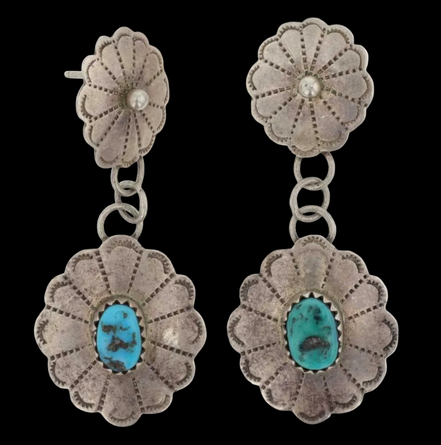 Kingman Mine Turquoise Concho Earrings