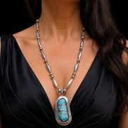 Blue Webbed Turquoise and Sterling Necklace