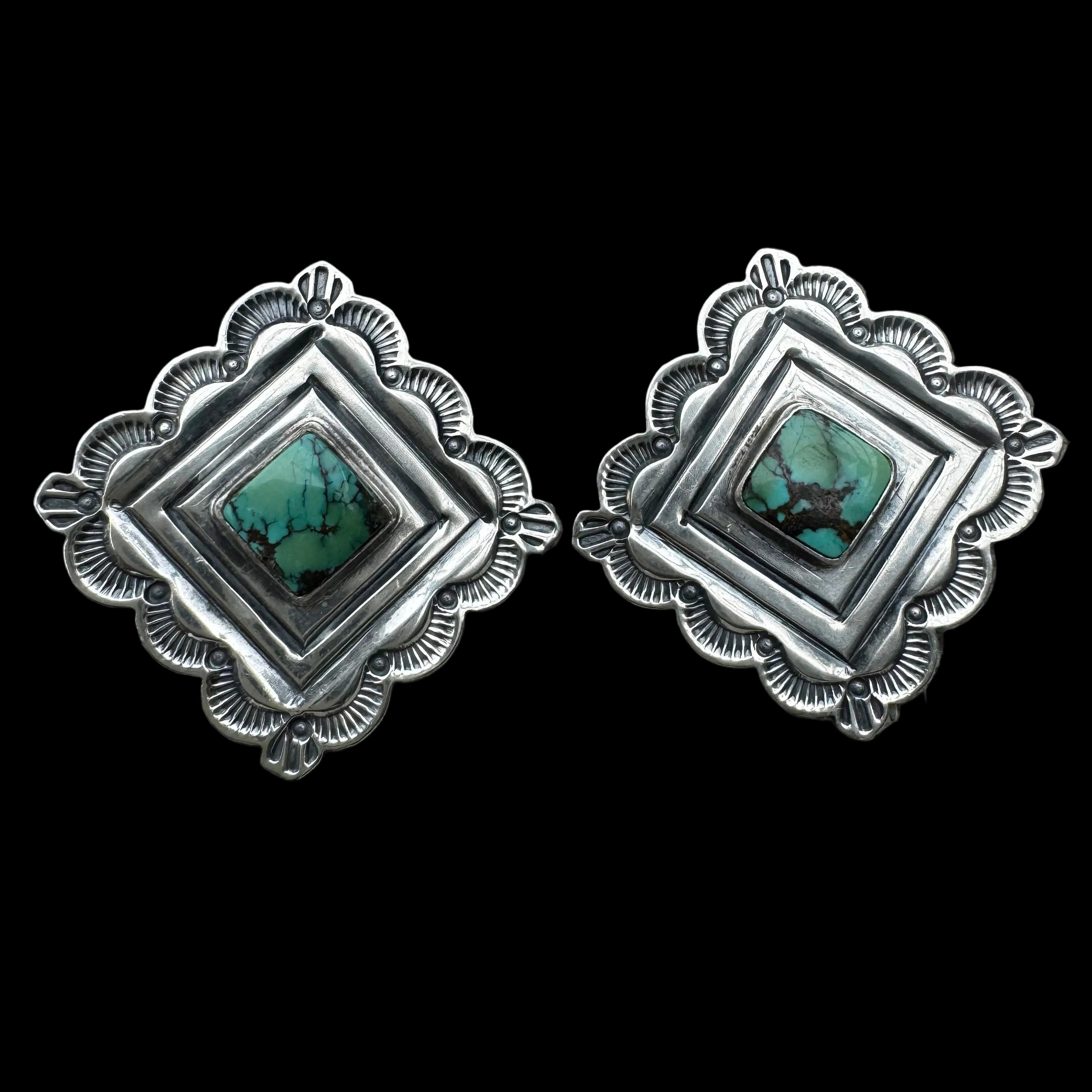 Vintage Sterling Silver & Natural Turquoise Earrings