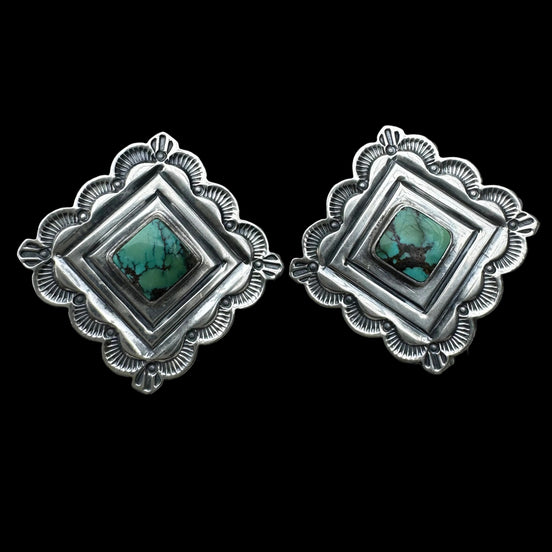 Vintage Sterling Silver & Natural Turquoise Earrings
