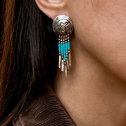 Bear Heart Line Concho and Heishi Earrings