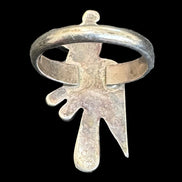 Zuni Style Inlay Shell Stone and Sterling Quail Ring