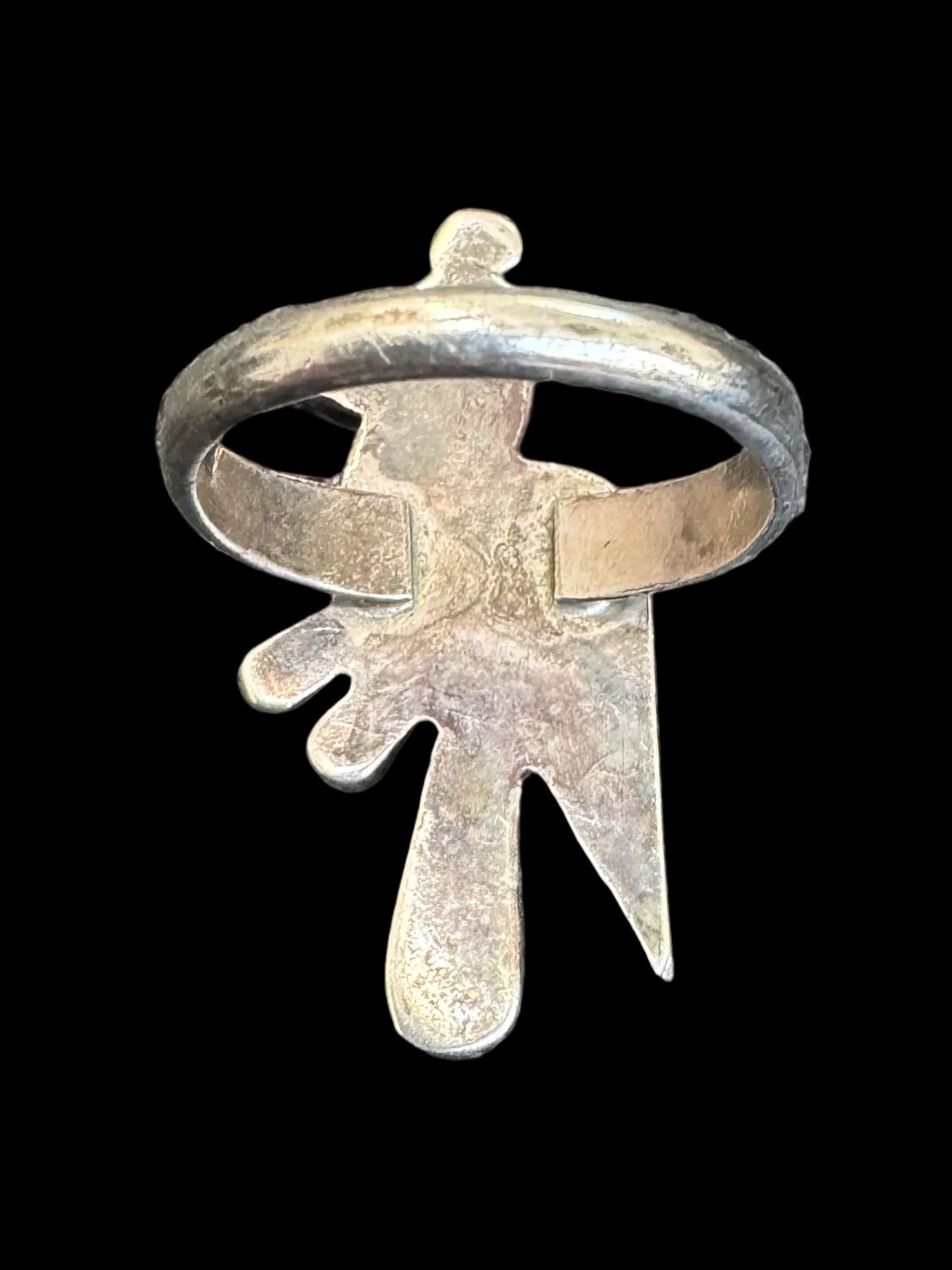 Zuni Style Inlay Shell Stone and Sterling Quail Ring