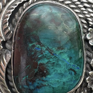 Vintage Sterling Silver Chrysocolla Pendant on Sterling Neck Collar