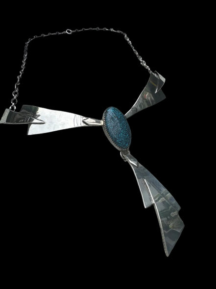 Dense Spiderweb Turquoise Necklace by Mike Begay