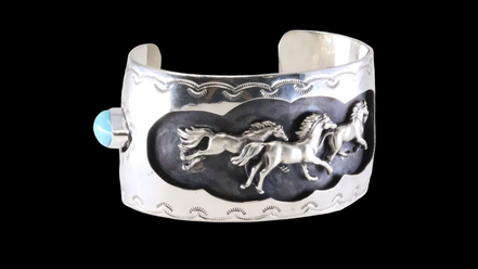 Mustangs in Sterling and Turquoise by Darrell Morgan