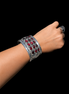 Repoussé and Garnet Sterling Cuff by M. Guerro
