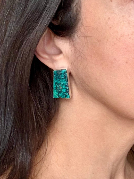 Teal Spiderweb Turquoise Earrings by Tommy