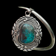 Vintage Sterling Silver Chrysocolla Pendant on Sterling Neck Collar