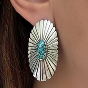 Spiderweb Turquoise Concho Earrings by Frank