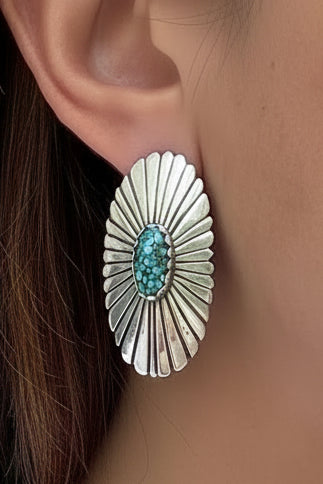 Spiderweb Turquoise Concho Earrings by Frank