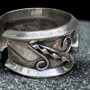 Mid-Century Sterling Silver Cuff | Three Natural Turquoise Stones