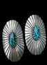 Spiderweb Turquoise & Sterling Silver Concho Earrings