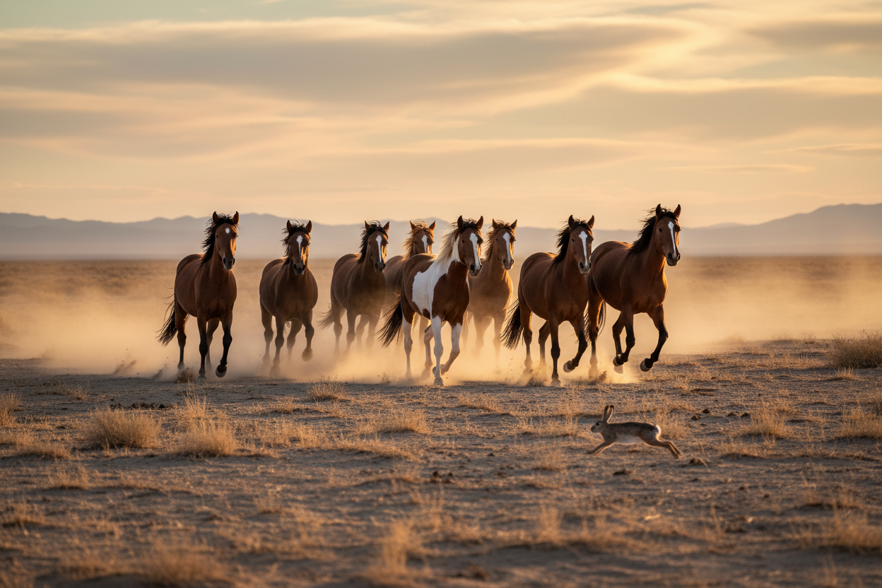 Small Mustang Band & Jackrabbit — Desert